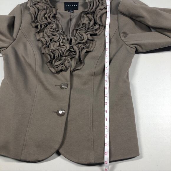 Tribal Taupe French art to wear rosette stretch blazer 10 - Picture 4 of 10